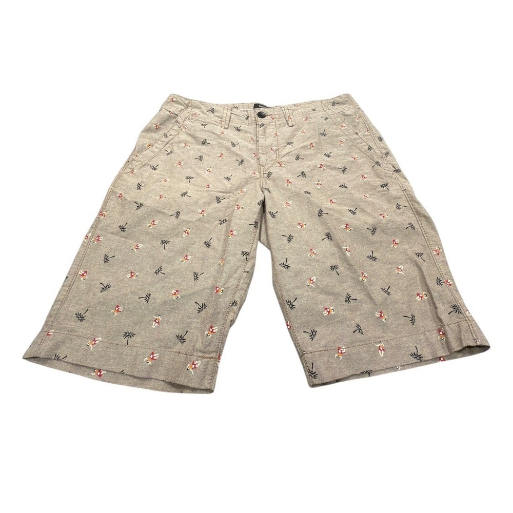 Union Sea/Wa Mens Tan Palm Tree Hula Girl Print Shorts Size 34 Regular Fit